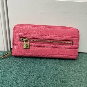 Anne Klein Fuchsia Croc-Embossed Wallet